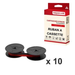 10 Ruban GROUPE8 GR8 GR-8 compatible pour Olivetti 12,7mm x 10m Noir rouge - NO