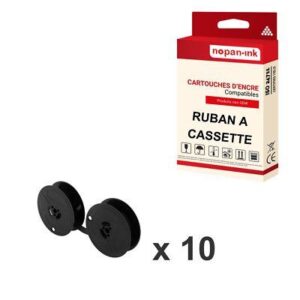10 Ruban GROUPE9 GR9 GR-9 compatible pour SHARP 12,7mm x 10m Noir - NOPAN-INK