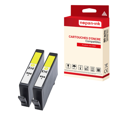 2 ENCRE pour HP 924eXL Jaune