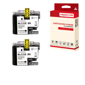 ENCRE compatible pour BROTHER LC22EBK Noir 2BK 57,6ml
