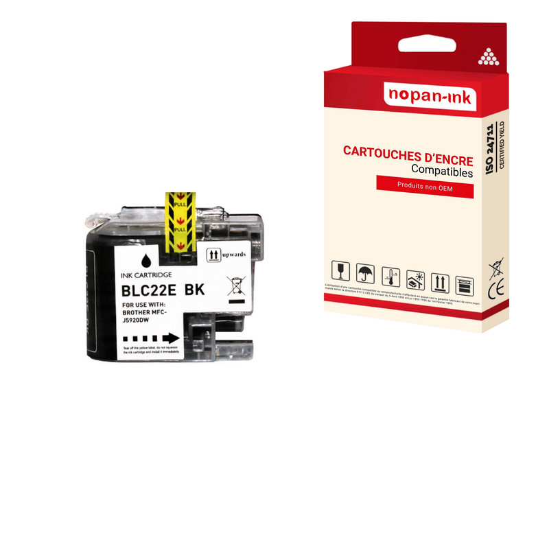 ENCRE compatible pour BROTHER LC22EBK Noir BK 57,6ml