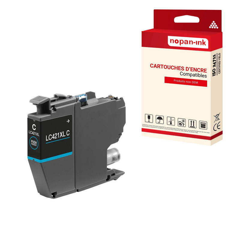 ENCRE compatible pour BROTHER LC421XL Cyan C 500 Pages