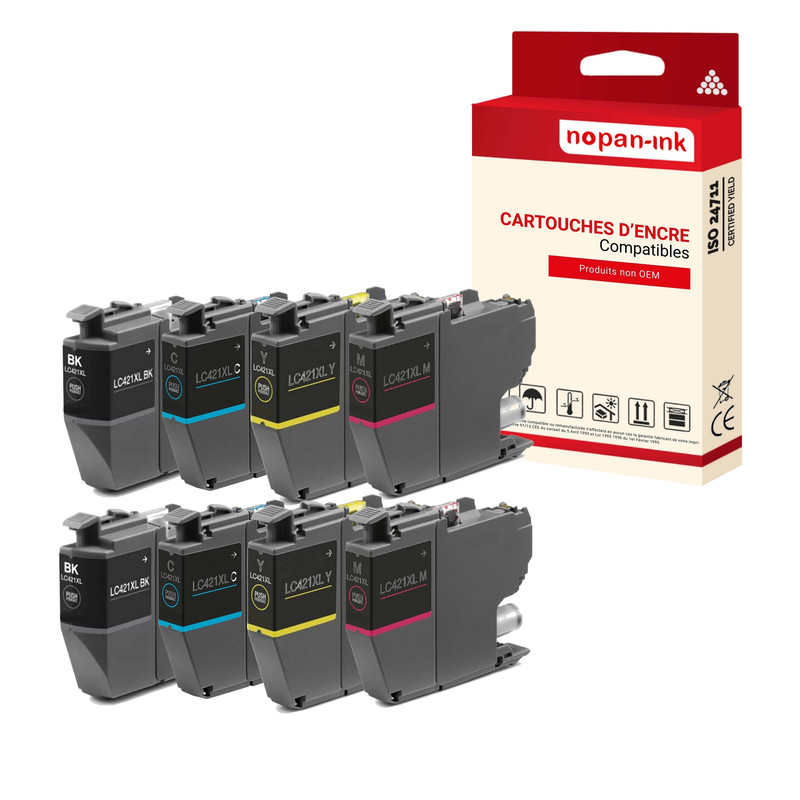 ENCRE compatible pour BROTHER LC421XL Multi-couleurs PK8 500 Pages