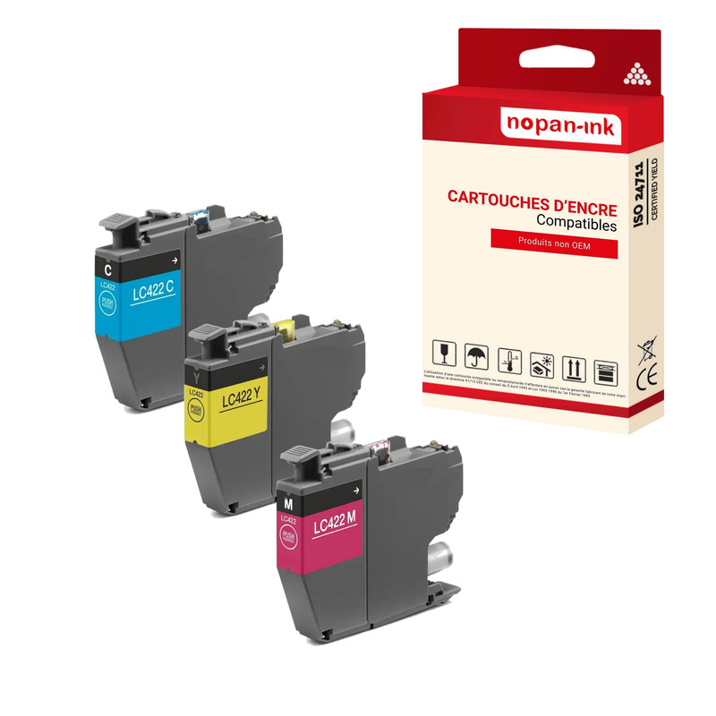 ENCRE compatible pour BROTHER LC422XL Multi-couleurs PK 3 1500 Pages