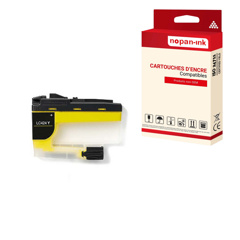 ENCRE compatible pour BROTHER LC424XL Jaune Y 750 Pages
