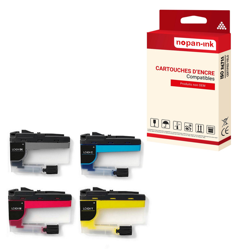 ENCRE compatible pour BROTHER LC424XL Multi-couleurs PK4 750 Pages