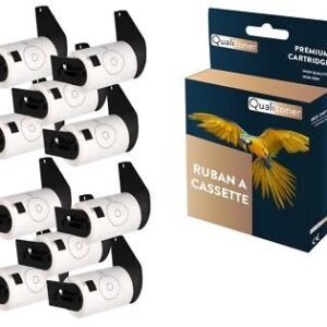 10 rouleau d'étiquettes DK11207 compatible pour Brother CD/DVD 58x58 mm