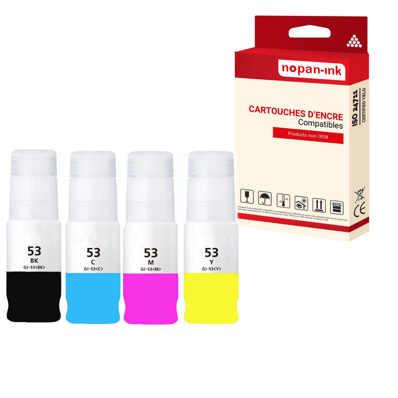 ENCRE compatible pour CANON GI-53 GI53 Multi-couleurs PK4 60ml