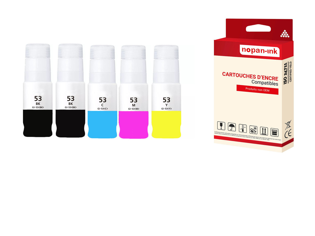 ENCRE compatible pour CANON GI-53 GI53 Multi-couleurs PK5 60ml