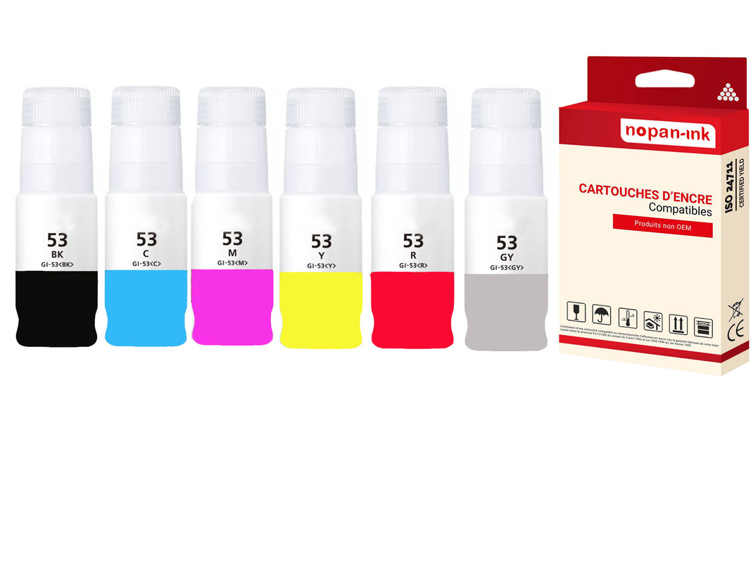 ENCRE compatible pour CANON GI-53 GI53 Multi-couleurs PK6 60ml