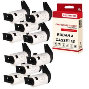 10 rouleau d'étiquettes DK11207 compatible pour Brother CD/DVD 58x58 mm