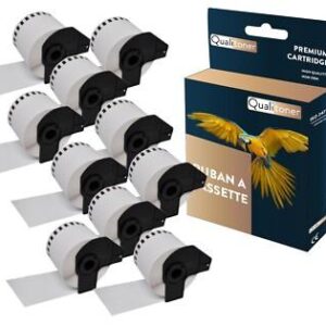 10 rouleau d'étiquettes DK22205 compatible pour Brother 62mm x 30,48m