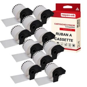 10 rouleau d'étiquettes DK22205 compatible pour Brother 62mm x 30,48m
