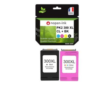 2 Cartouche d'encre compatible pour HP 300 XL Noir / Couleur CC641EE/CC644EE