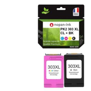 2 Cartouche d'encre compatible pour HP 303 XL Noir / Couleur T6N04AE/T6N03AE