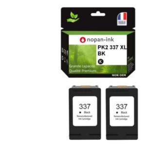 2 Cartouche d'encre compatible pour HP 337 XL Noir C9364EE
