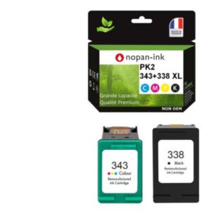 2 Cartouches  d'encre compatible pour HP 343 +338 XL C8765EE/C8766EE