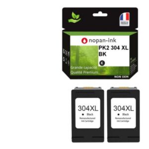 2 Cartouches d'encre compatible pour HP 304 XL Noir N9K08AE