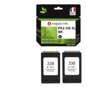 2 Cartouches d'encre compatible pour HP 338 XL Noir C8765EE