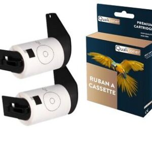 2 rouleau d'étiquettes DK11207 compatible pour Brother CD/DVD 58x58 mm