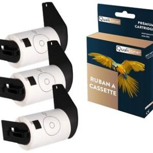 3 rouleau d'étiquettes DK11207 compatible pour Brother CD/DVD 58x58 mm