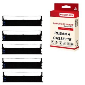 5 Ruban matriciel ML1120/ML1190 43571802 compatible pour OKI 12,7mm x 10m Noir