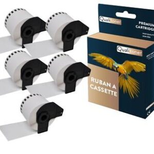 5 rouleau d'étiquettes DK22205 compatible pour Brother 62mm x 30,48m
