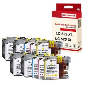 NOPAN-INK - x10 Cartouche compatible BROTHER LC529 XL LC525 XL Noir + Couleur