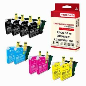NOPAN-INK - x10 Cartouche compatible pour BROTHER LC1100XL Noir + Couleur