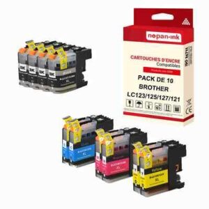NOPAN-INK - x10 Cartouche compatible pour BROTHER LC125XL Noir + Couleur
