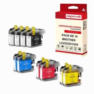 NOPAN-INK - x10 Cartouche compatible pour BROTHER LC221XL Noir + Couleur