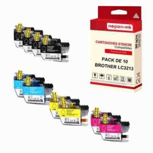 NOPAN-INK - x10 Cartouche compatible pour BROTHER LC3213XL Noir + Couleur