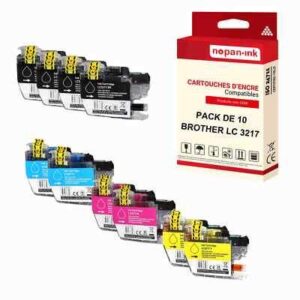NOPAN-INK - x10 Cartouche compatible pour BROTHER LC3217XL Noir + Couleur