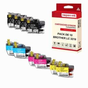 NOPAN-INK - x10 Cartouche compatible pour BROTHER LC3219XL Noir + Couleur