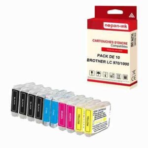 NOPAN-INK - x10 Cartouche compatible pour BROTHER LC970XL Noir + Couleur