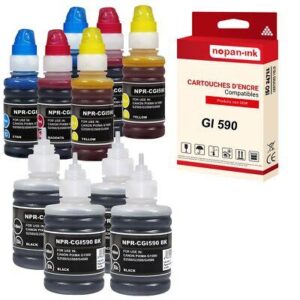 NOPAN-INK - x10 Cartouche compatible pour Canon GI590 BK + CL