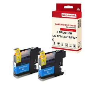 NOPAN-INK - x2 Cartouche compatible pour BROTHER LC123XL Cyan