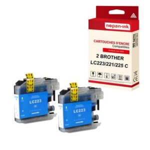 NOPAN-INK - x2 Cartouche compatible pour BROTHER LC221XL Cyan