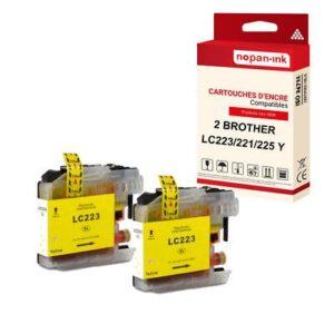 NOPAN-INK - x2 Cartouche compatible pour BROTHER LC225XL Jaune