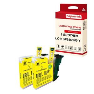 NOPAN-INK - x2 Cartouche compatible pour BROTHER LC980XL Jaune