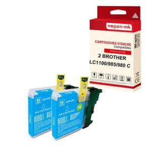 NOPAN-INK - x2 Cartouche compatible pour BROTHER LC985XL Cyan