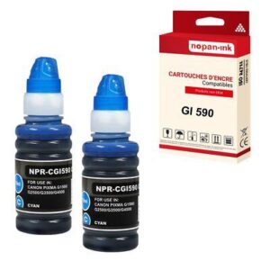 NOPAN-INK - x2 Cartouche compatible pour Canon GI590 Cyan