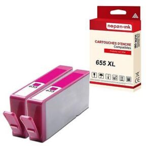 NOPAN-INK - x2 Cartouche compatible pour HP CZ111AE 655 Magenta
