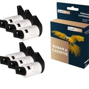 6 rouleau d'étiquettes DK11207 compatible pour Brother CD/DVD 58x58 mm