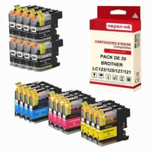 NOPAN-INK - x20 Cartouche compatible pour BROTHER LC127XL Noir + Couleur