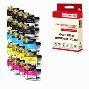 NOPAN-INK - x20 Cartouche compatible pour BROTHER LC3213XL Noir + Couleur