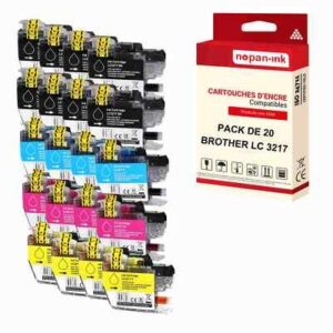 NOPAN-INK - x20 Cartouche compatible pour BROTHER LC3217XL Noir + Couleur
