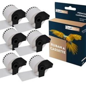 6 rouleau d'étiquettes DK22205 compatible pour Brother 62mm x 30,48m