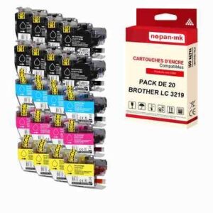 NOPAN-INK - x20 Cartouche compatible pour BROTHER LC3219XL Noir + Couleur