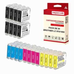 NOPAN-INK - x20 Cartouche compatible pour BROTHER LC970XL Noir + Couleur
